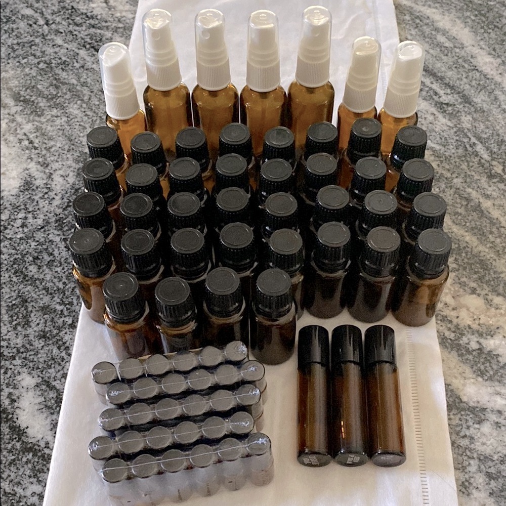 Amber Glass Drip, Spray, and Roller Bottles Set — New and used/cleaned